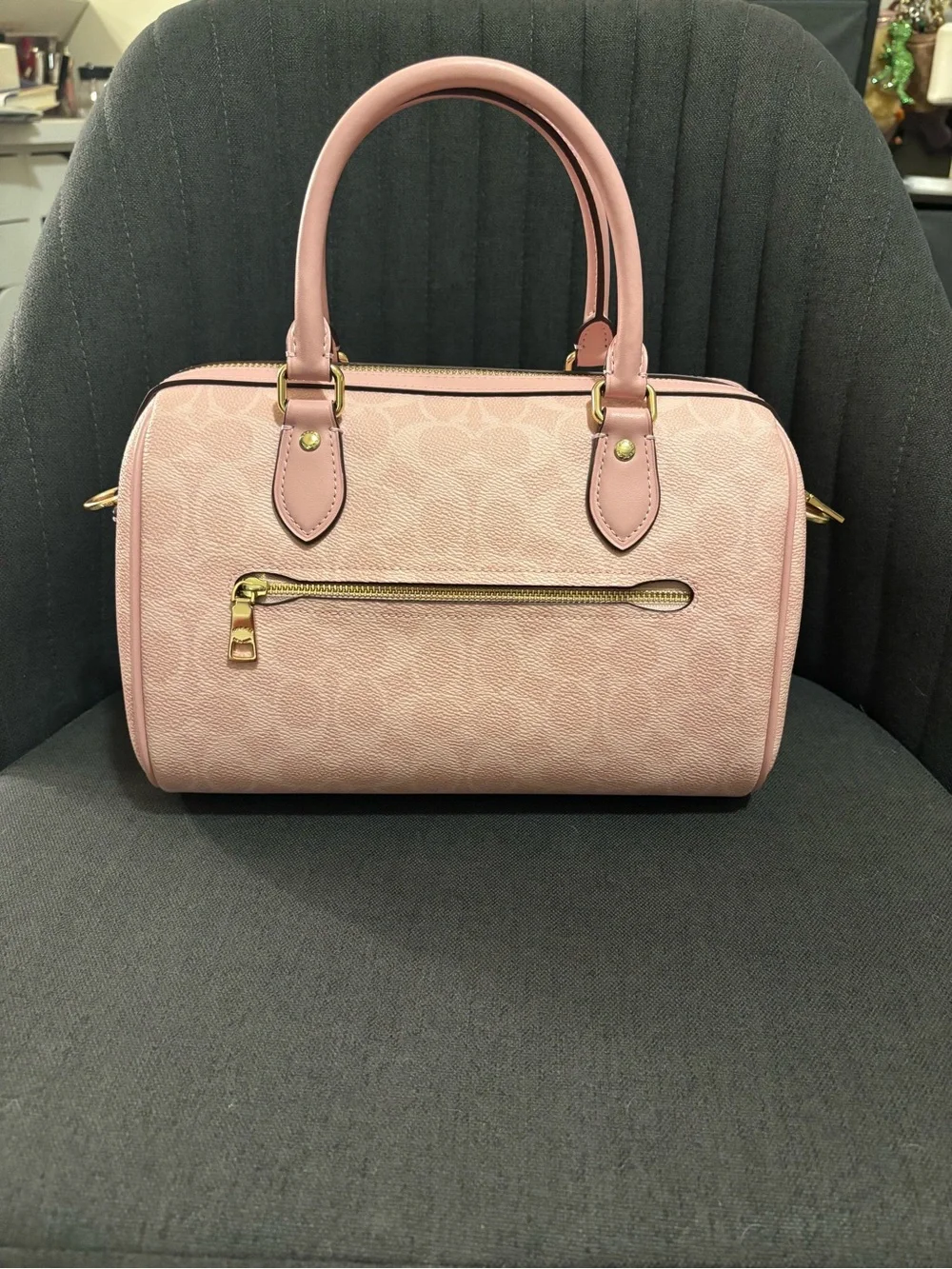 Coach Powder Pink Rowan Satchel with Gold Hardware
